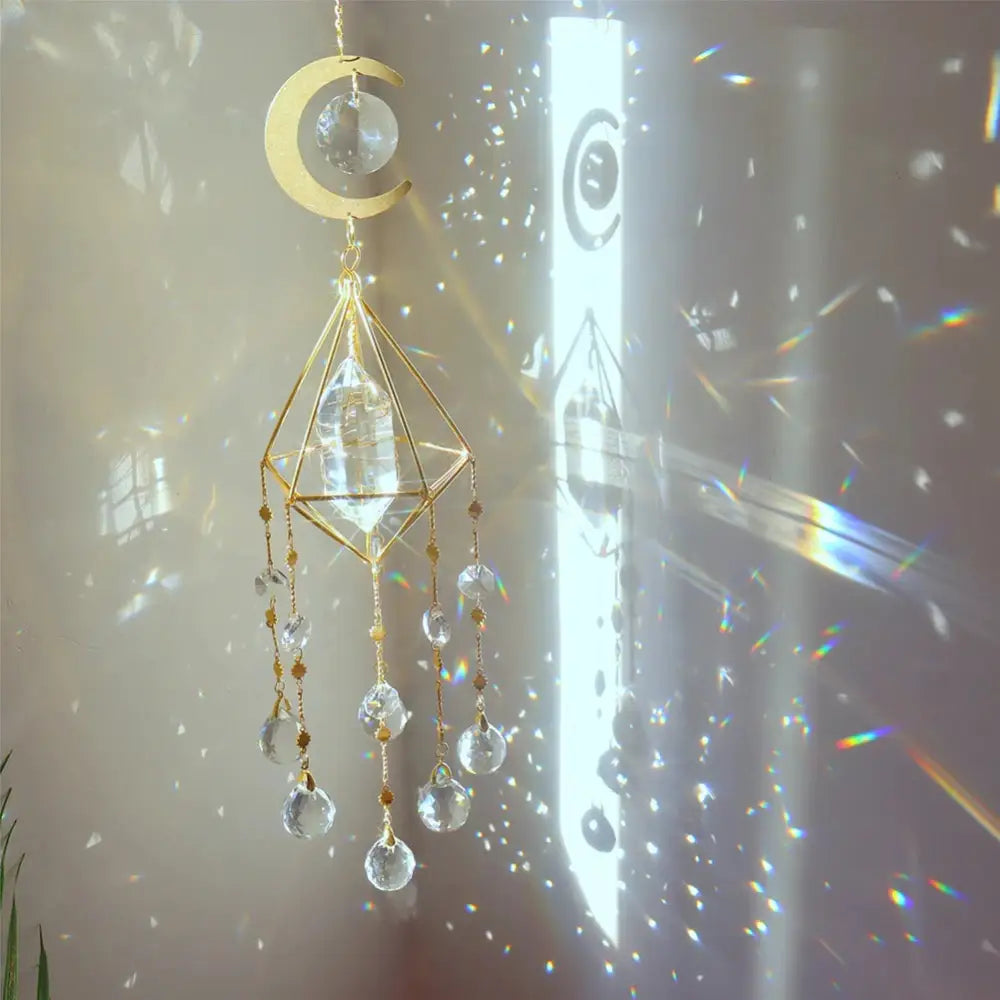 Moon crystal light catcher for ambient bedroom decor