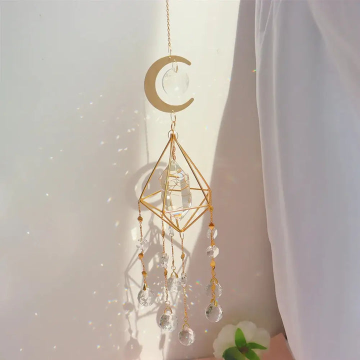 Moon crystal light catcher for ambient bedroom decor