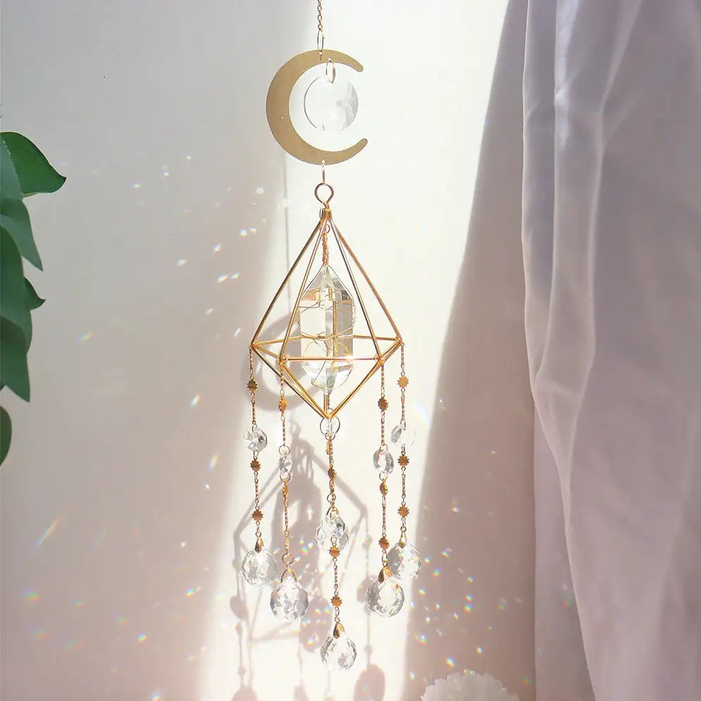 Moon crystal light catcher for ambient bedroom decor