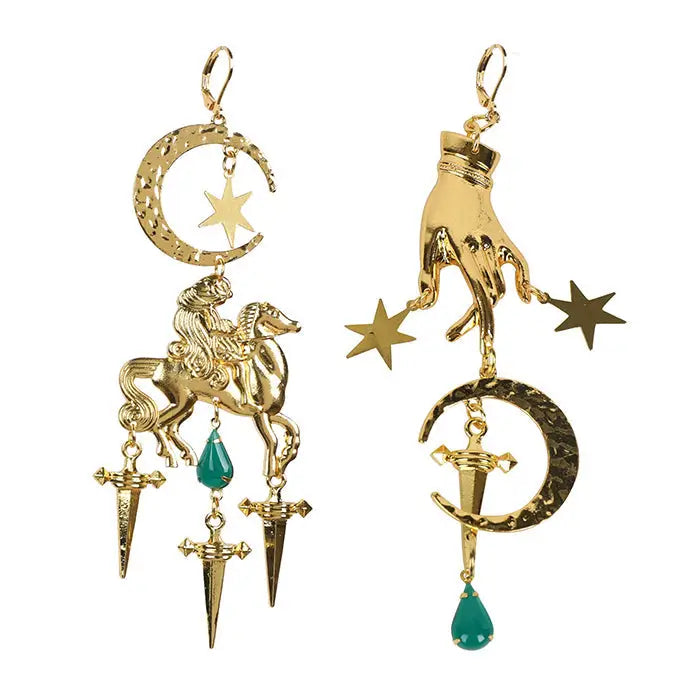 Moon pegasus witch apparel and accessories with earrings - standart / gold - earrings