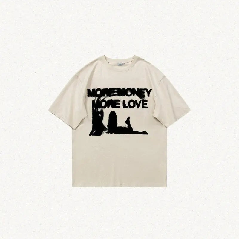 Y2k meme tee in oversized cotton for effortless style - beige / s