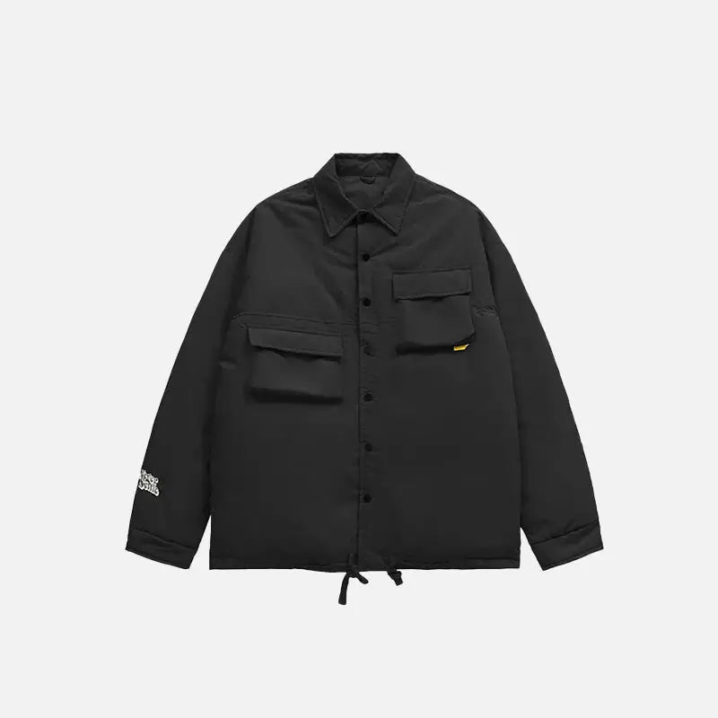 Multi-pocket cargo windbreaker jacket y2k - black / m - jackets
