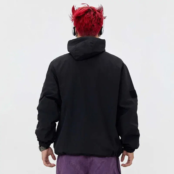 Multi pockets irregular zip-up hoodie y2k - hoodie
