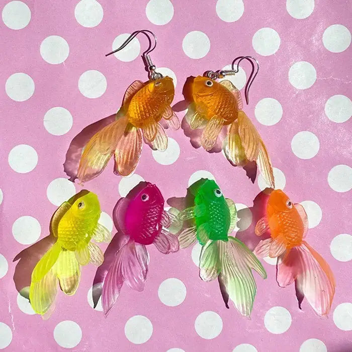 Multicolour goldfish y2k jacket for unique style and comfort - earrings