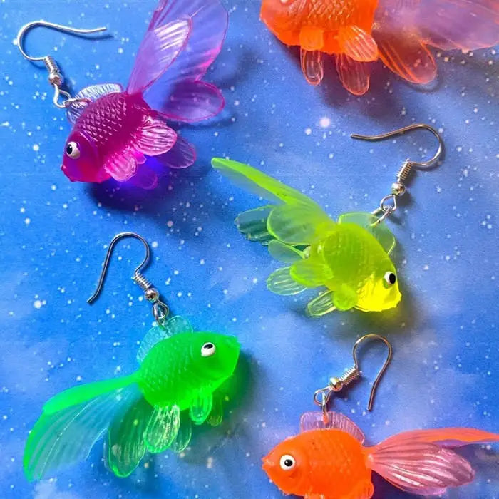 Multicolour goldfish y2k jacket for unique style and comfort - earrings