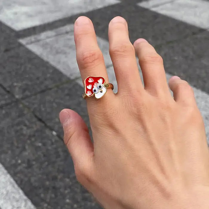 Goblincore mushroom spinning anxiety ring for y2k style - ring