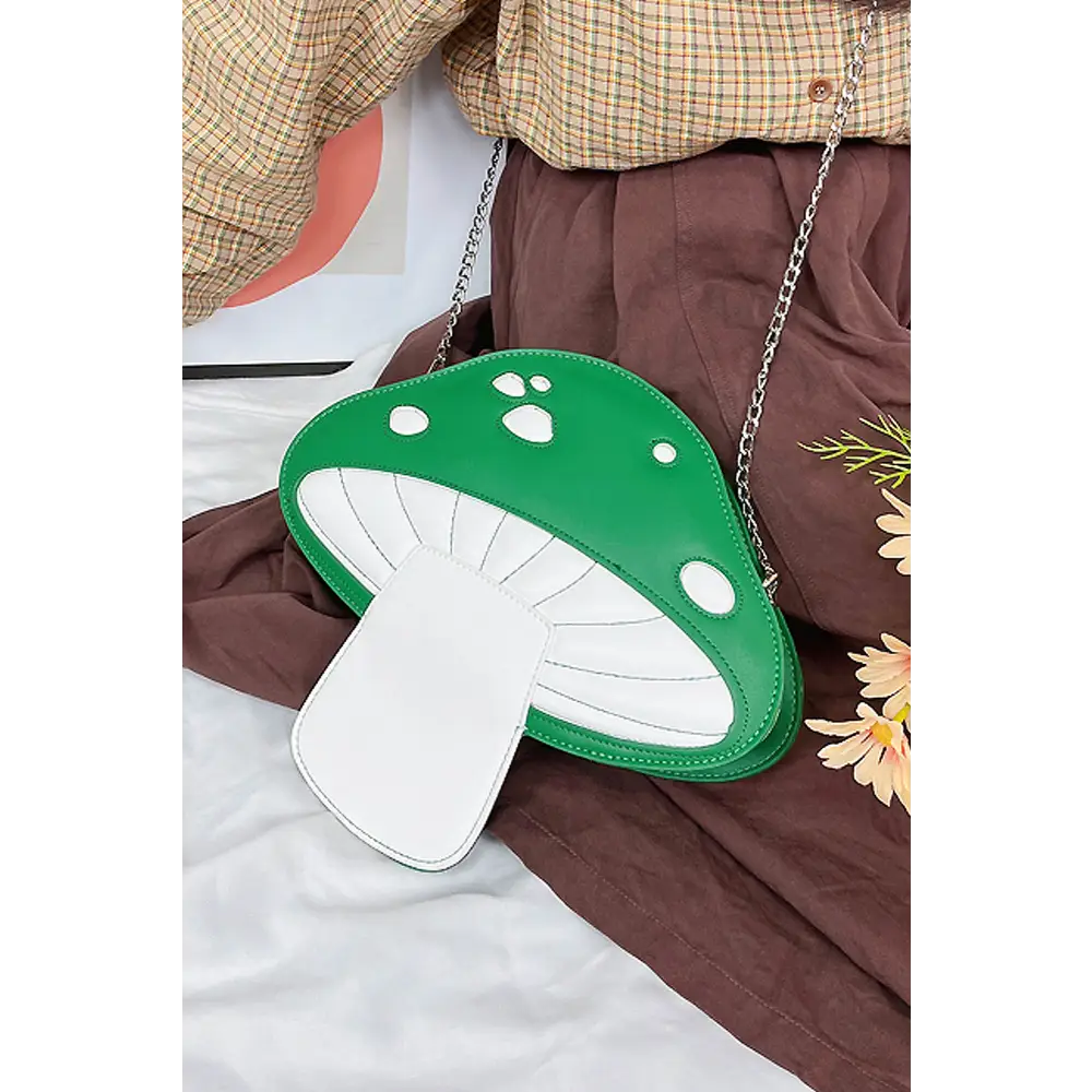 Mushroom weirdcore chain crossbody bag - green