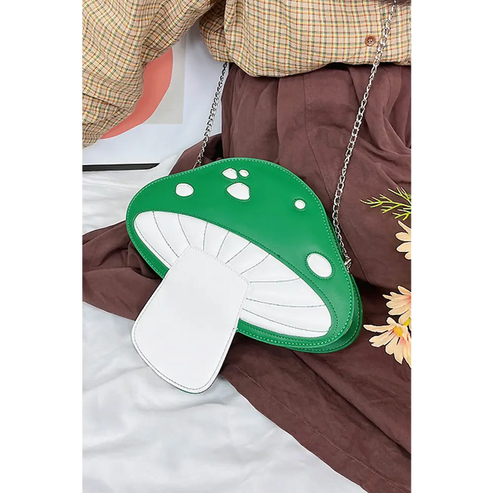 Mushroom weirdcore chain crossbody bag - green