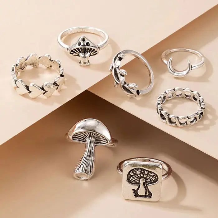 Mushrooms ring set for unique apparel and accessories - ring