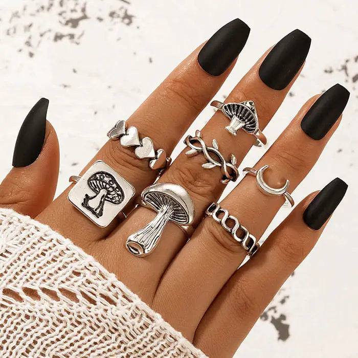 Mushrooms ring set for unique apparel and accessories - ring