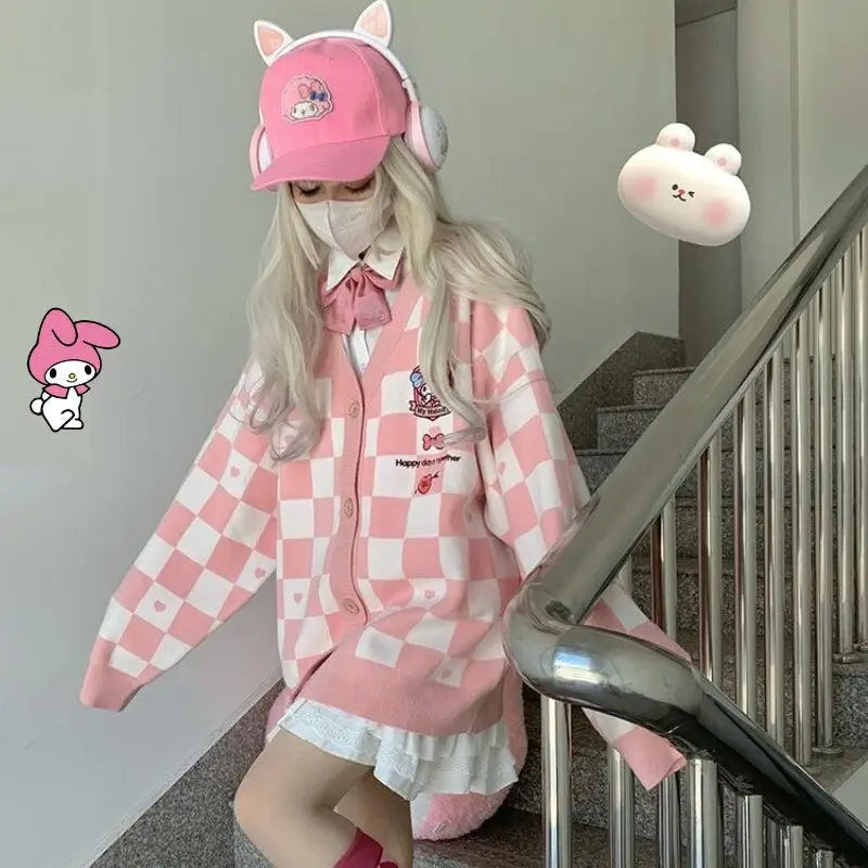 Kawaii pink cardigan with my melody for y2k style