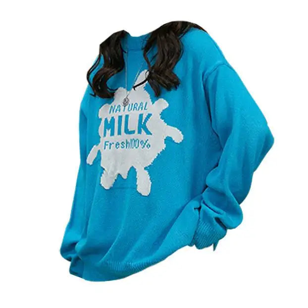 Natural milk knit - free size / blue - sweaters