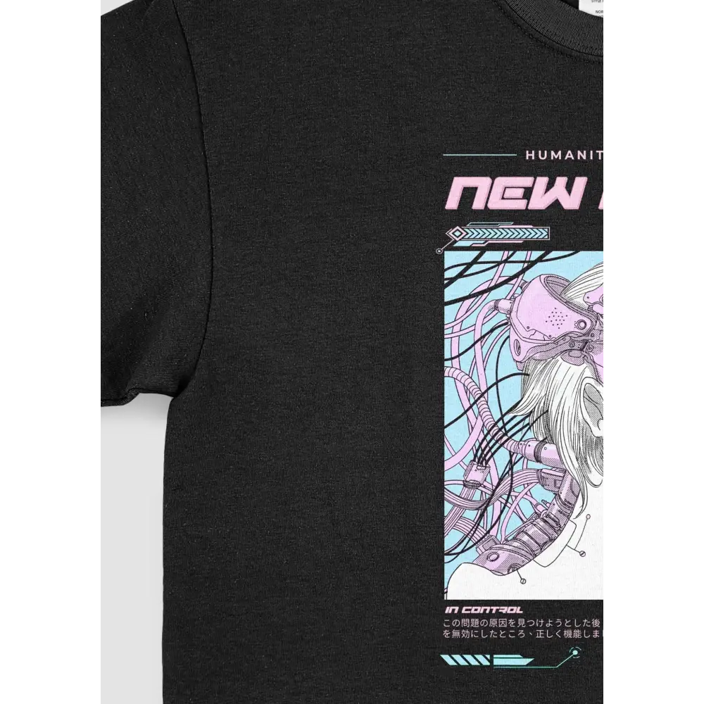 New world cyberpunk anime graphic t-shirt