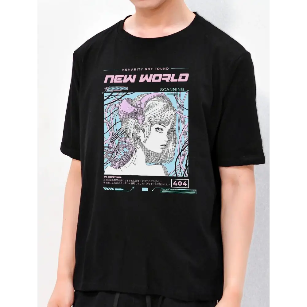 New world cyberpunk anime graphic t-shirt - s / black