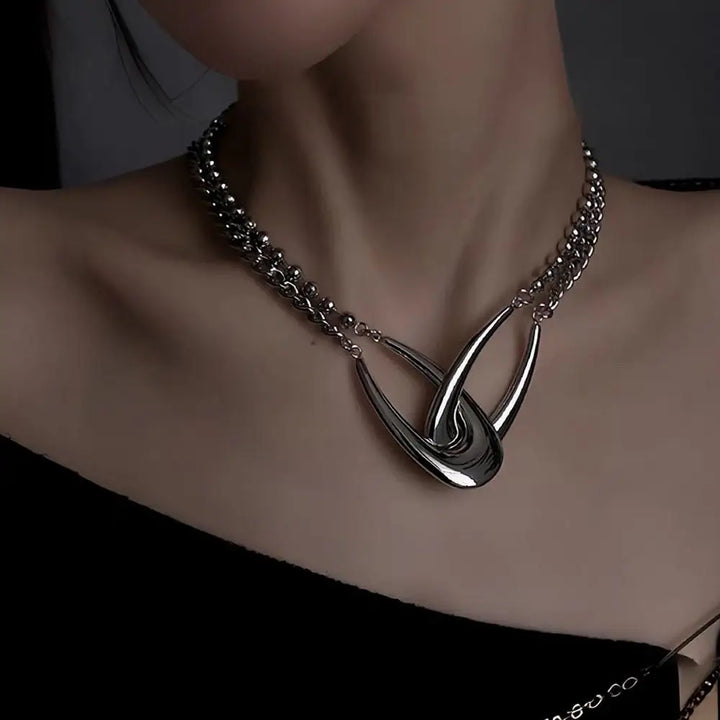 Grunge aesthetic dual-layered chunky chain necklace for y2k style - standart / silver