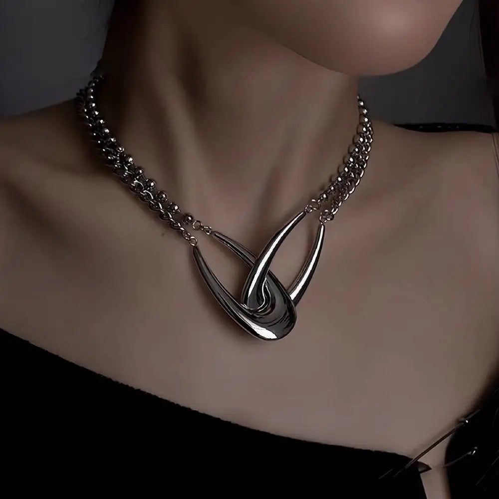 Grunge aesthetic dual-layered chunky chain necklace for y2k style - standart / silver