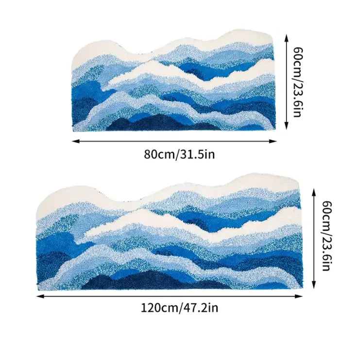 Ocean wave aesthetic rug for tranquil room decor