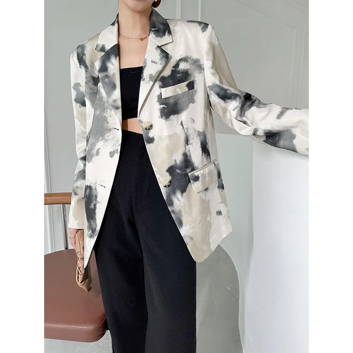 Chic watercolor print y2k jacket for artistic flair - blazer