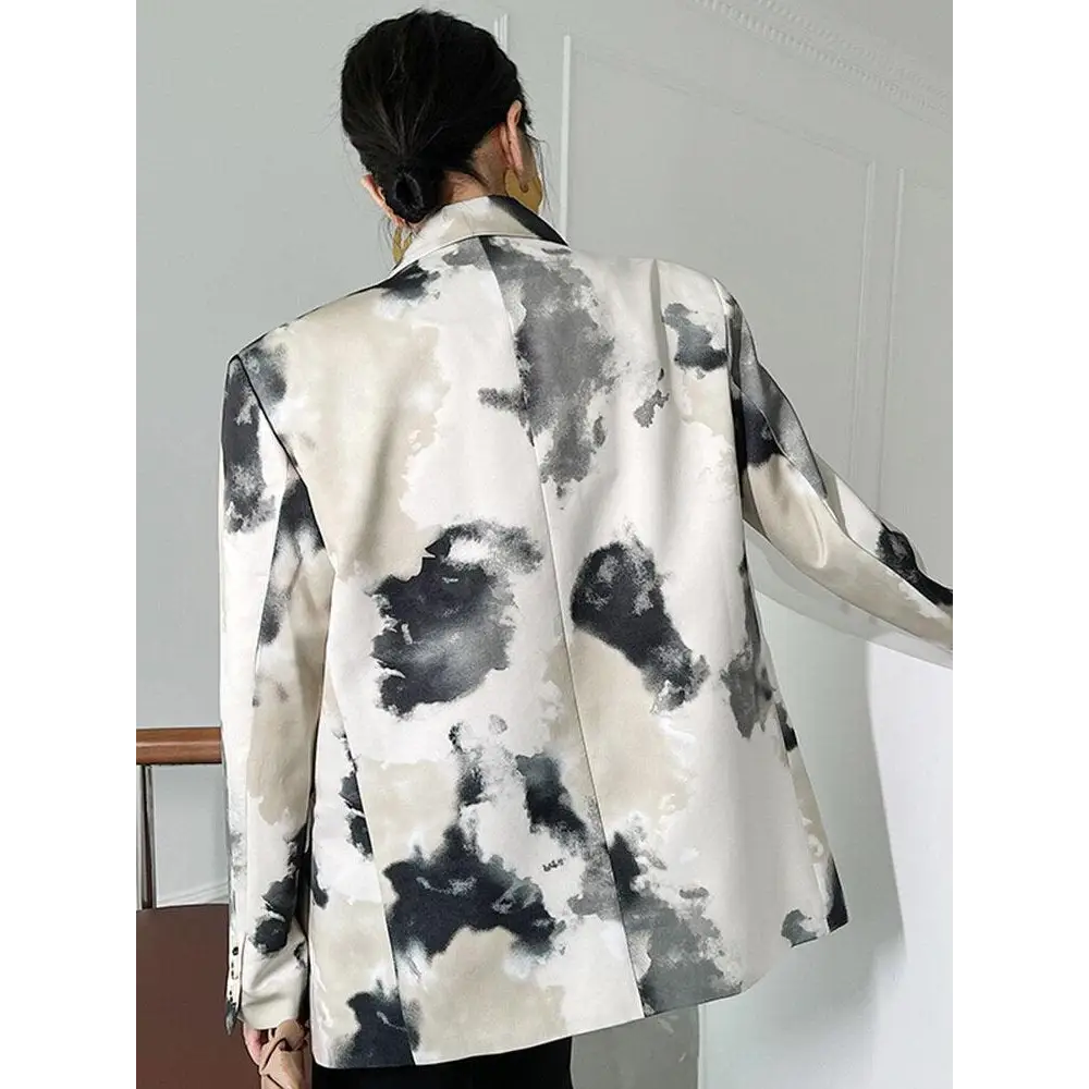 Chic watercolor print y2k jacket for artistic flair - blazer