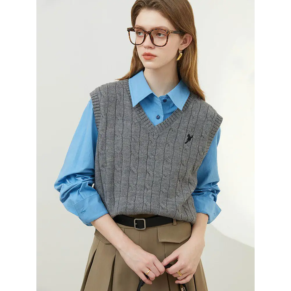 Elegant cable knit sweater vest for a y2k inspired look - vest