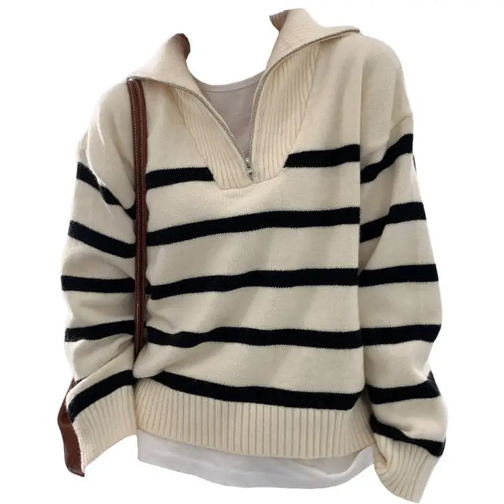 Y2k striped sweater for effortless everyday style - s / beige