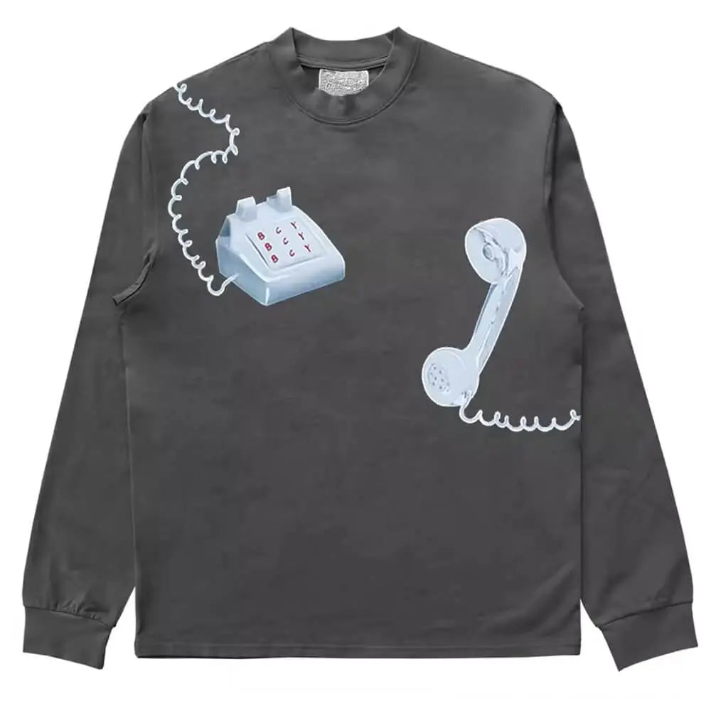 Old school phone aesthetic sweatshirt - m / grey - sweatshirts