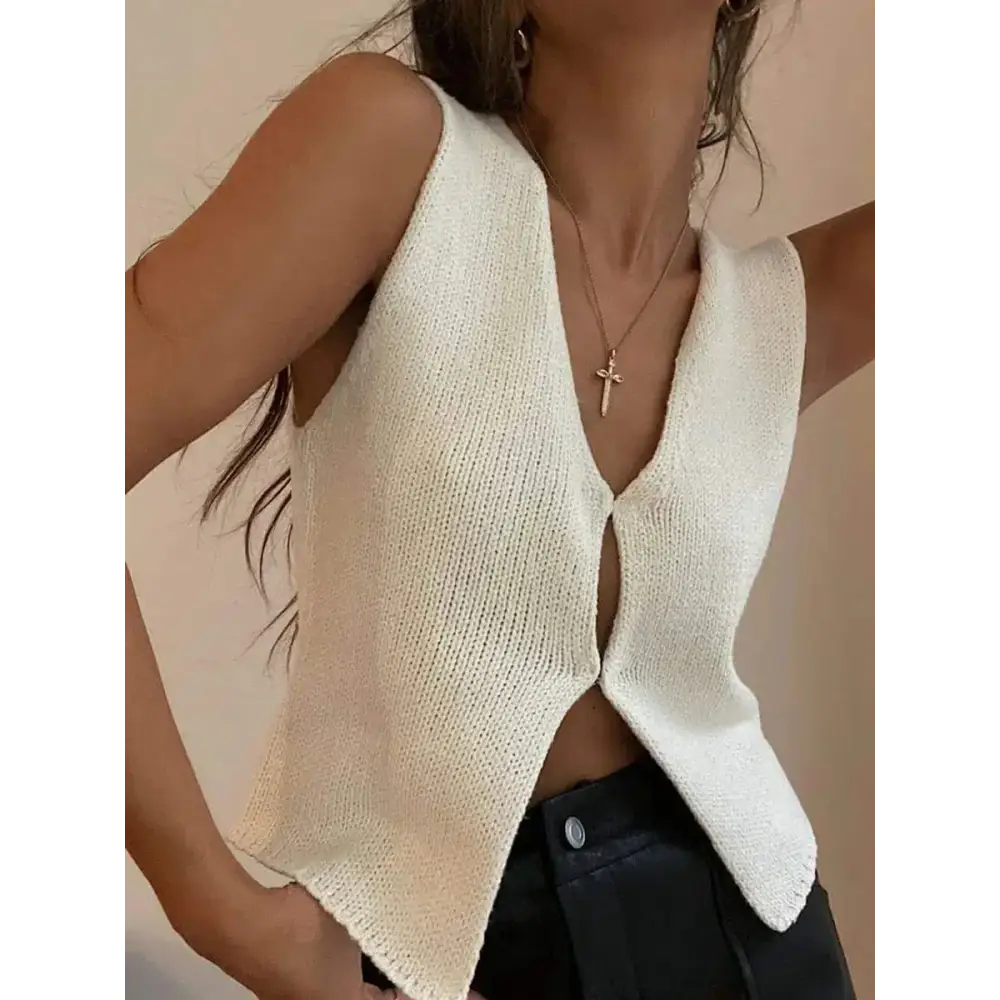 Open front knitted cardigan vest - sweater vest