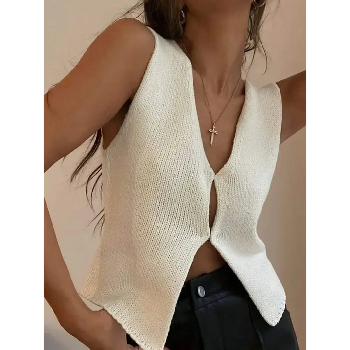 Open front knitted cardigan vest - sweater vest