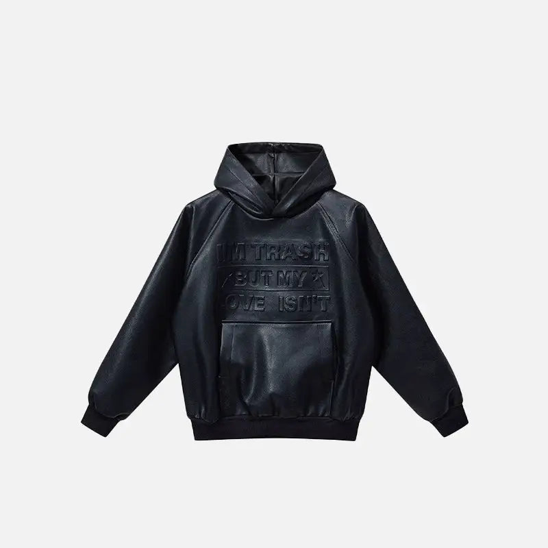 Oversized embossed letter print hoodie y2k - black / m - hoodies