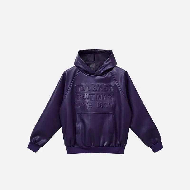 Oversized embossed letter print hoodie y2k - purple / m - hoodies
