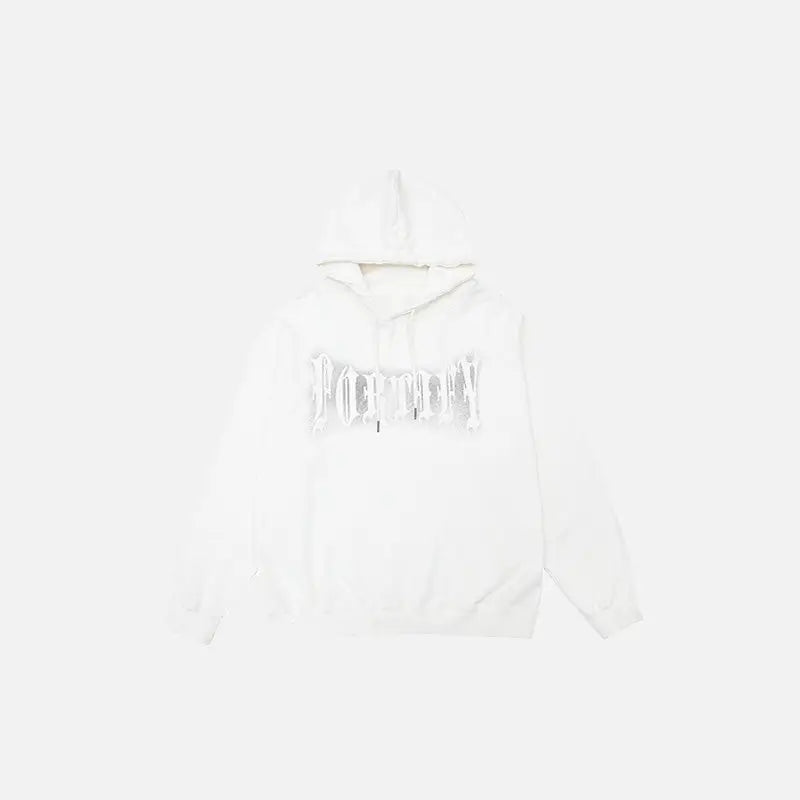 Oversized graphic loose hoodie y2k - white / m - hoodies