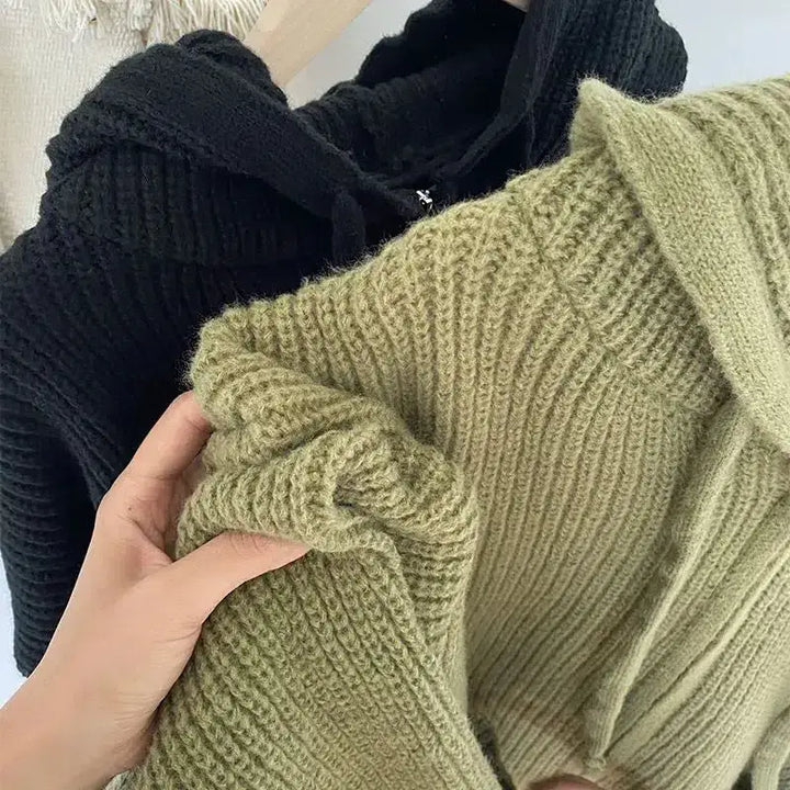 Cozy oversized hooded cardigan in soft knit material