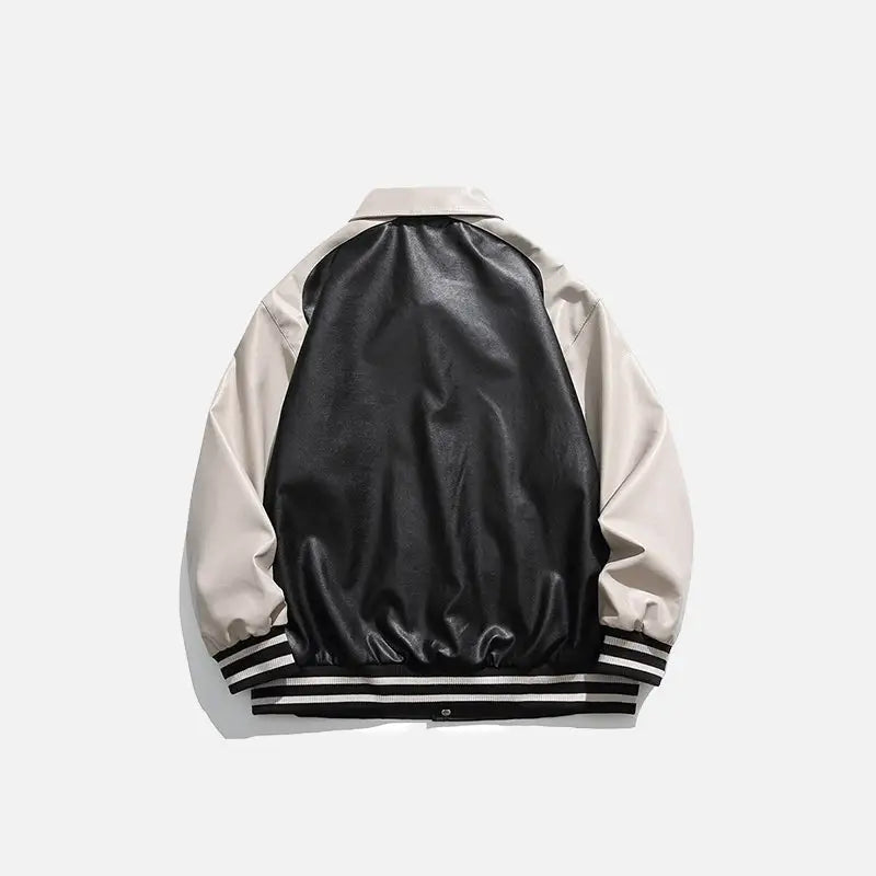 Oversized leather varsity jacket y2k - varsity jackets