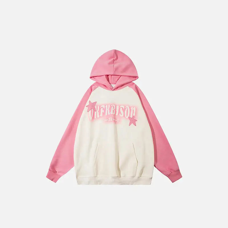 Oversized letter star hoodie y2k - pink / m - hoodies