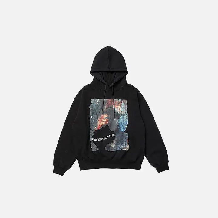 Oversized loose graphic hoodie y2k - black / m - hoodies