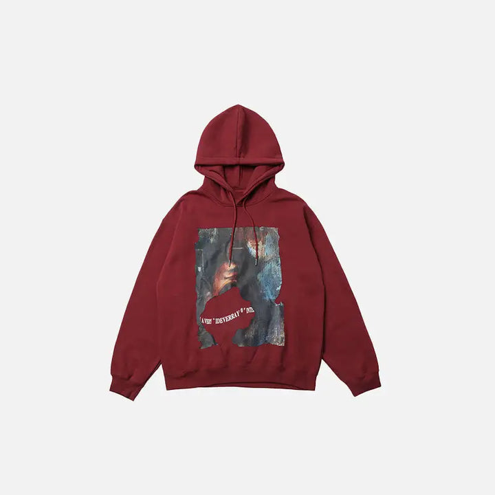 Oversized loose graphic hoodie y2k - red / m - hoodies