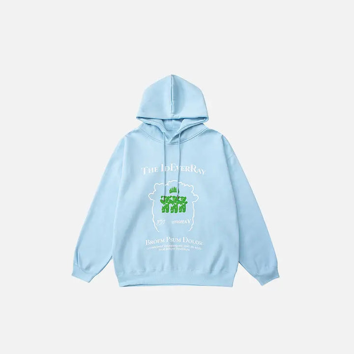 Oversized loose printed hoodie y2k - sky blue / m - hoodies
