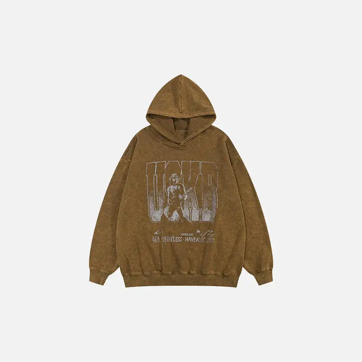 Oversized music hoodie y2k - brown / s - hoodies