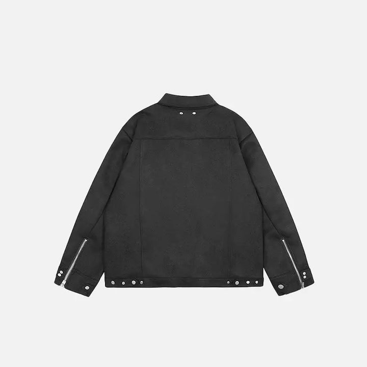 Oversized solid zip-up denim jacket y2k - jackets