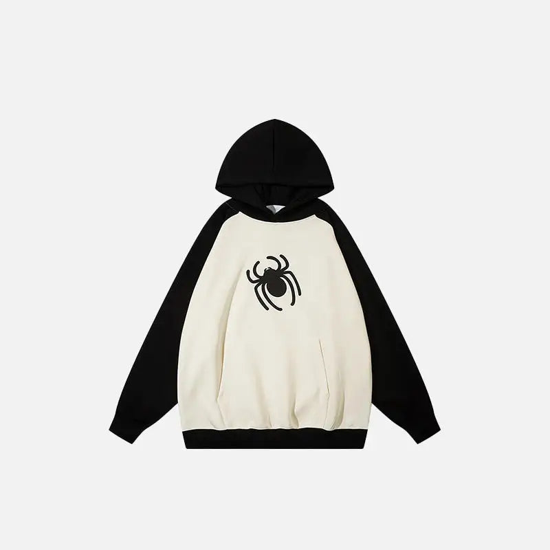Oversized spider print hoodie y2k - black / m - hoodies