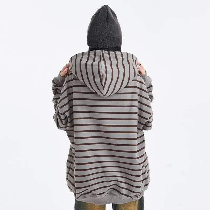 Oversized striped star print hoodie y2k - hoodies