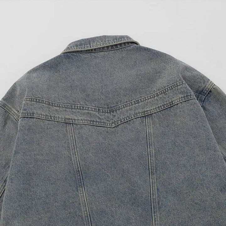Oversized washed solid denim jacket y2k