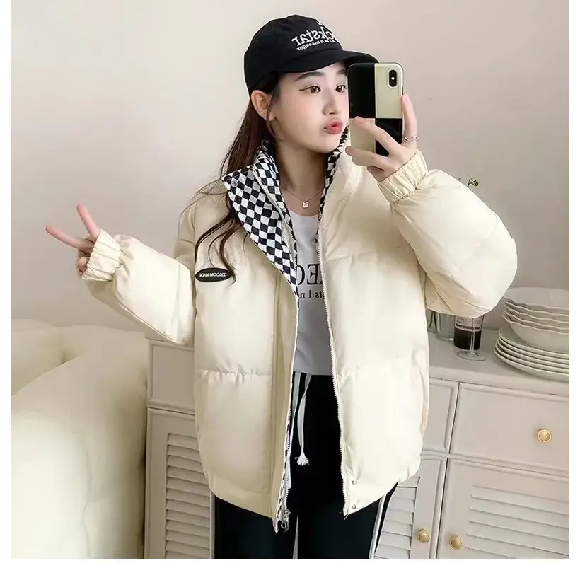 Oversized women’s puffer jacket y2k - white / s