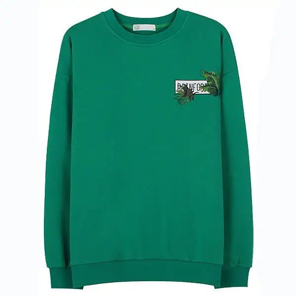 Palm leaf checker sweatshirt - s / green - sweatshirts