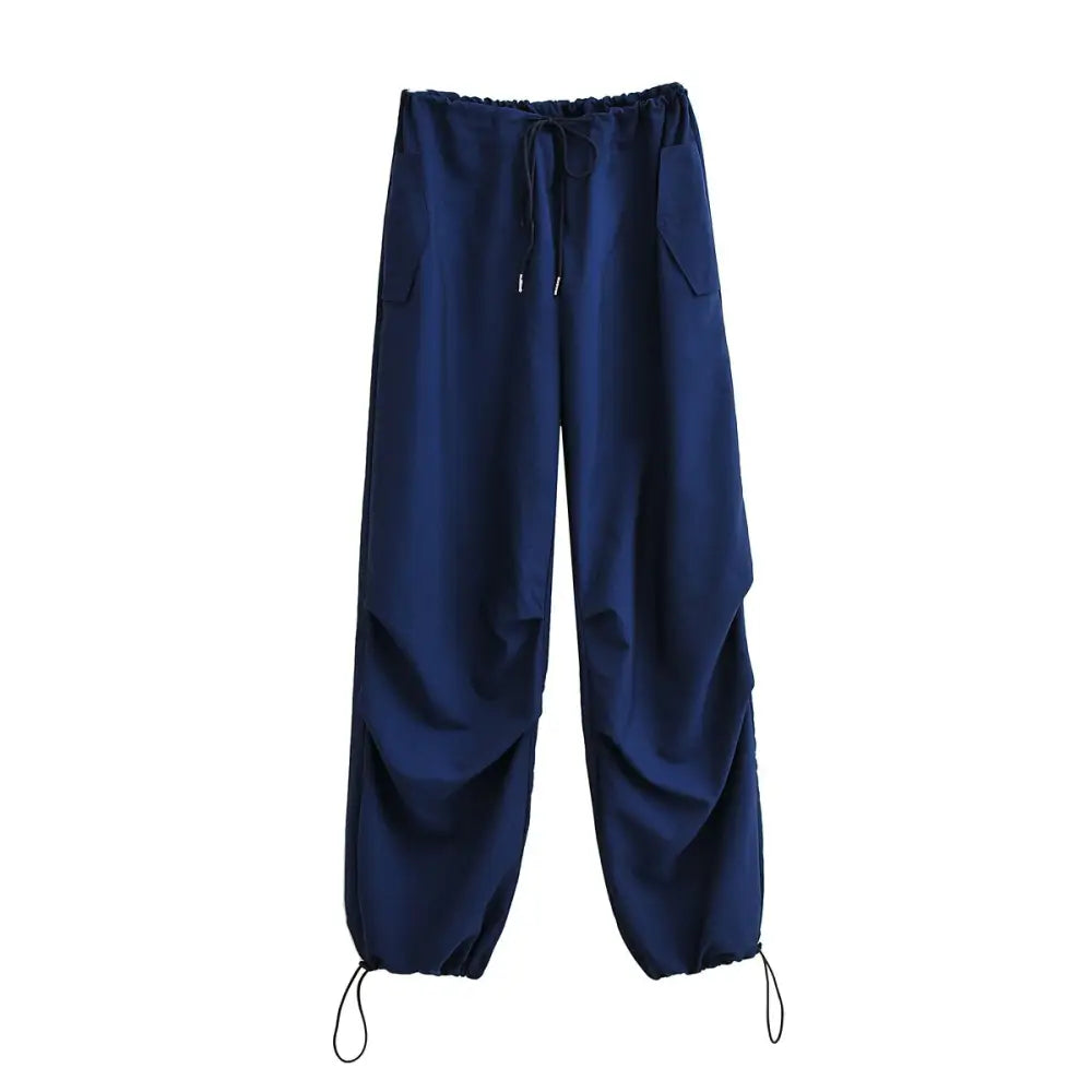 Pantalon parachute bleu style y2k élégant - s