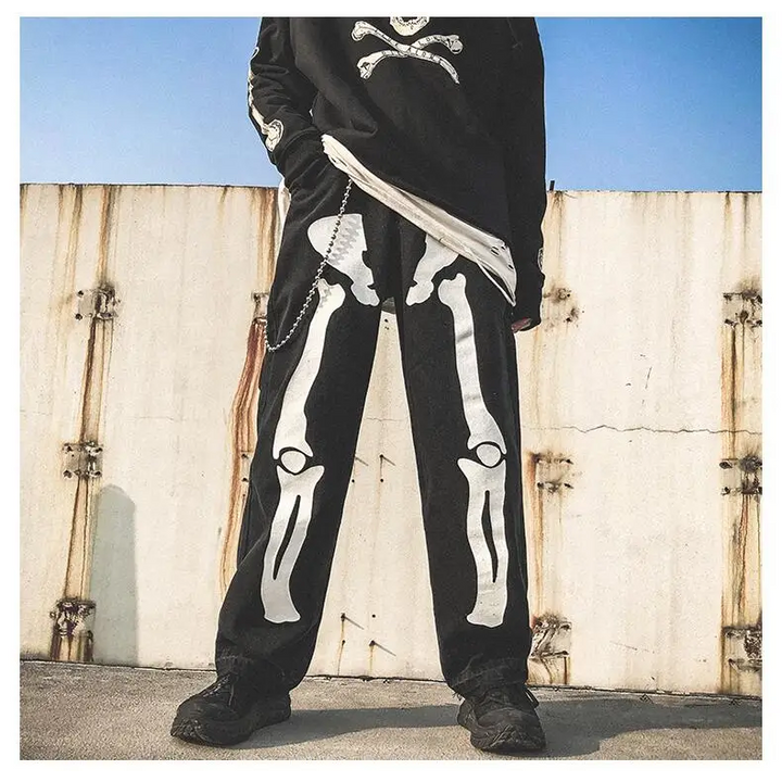 Pantalon squelette y2k - black / s