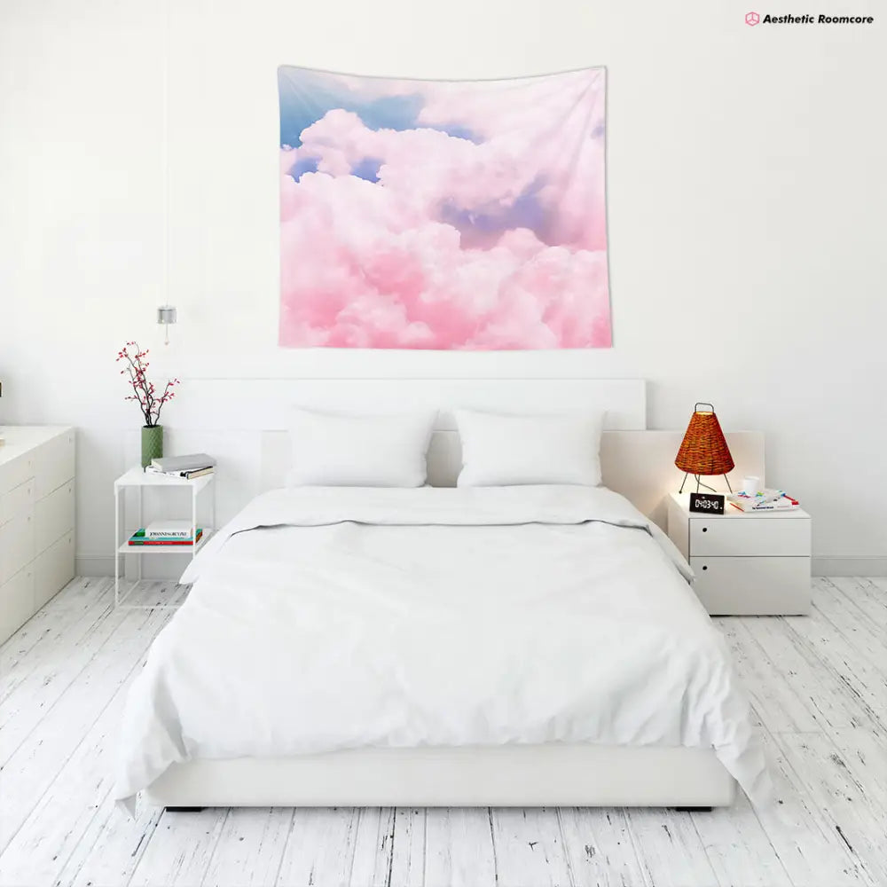 Pastel clouds tapestry for soft girl and kawaii aesthetic decor