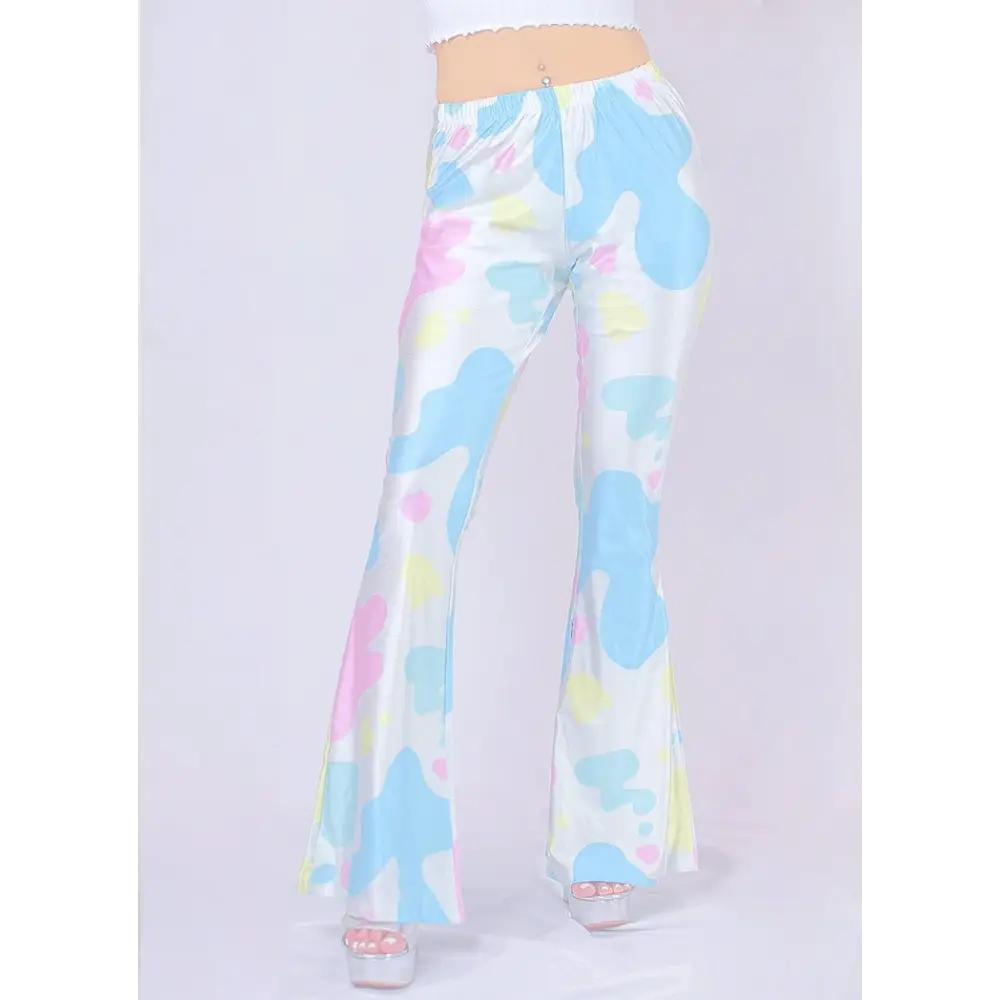 Pastel cow print flare pants - xs/s - women bottoms