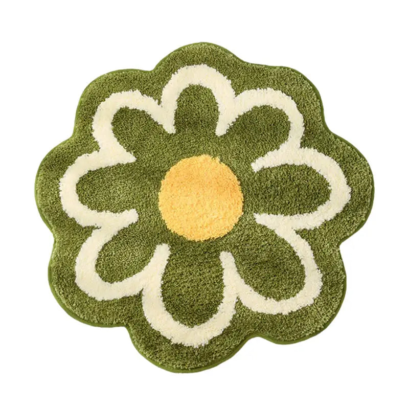 Pastel flower rug for a vibrant y2k aesthetic bedroom or bathroom - green - rugs