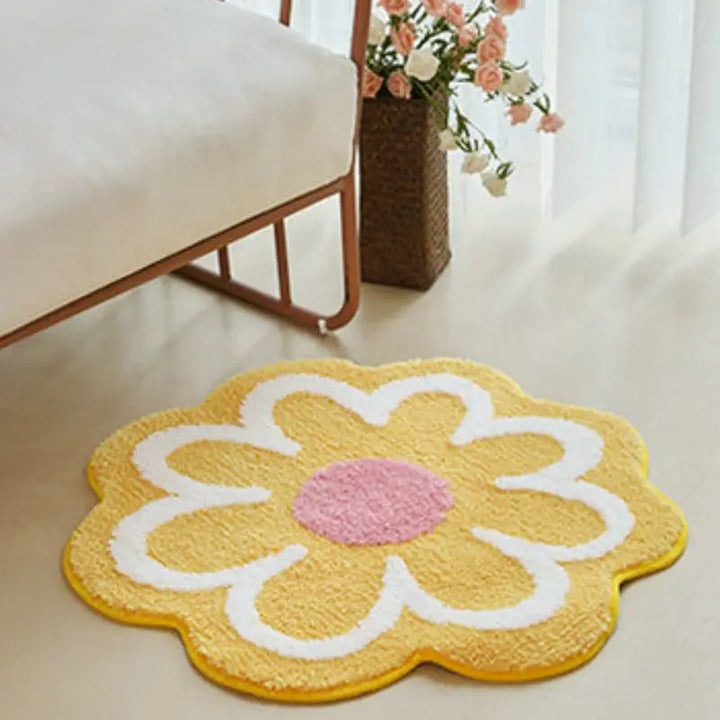 Pastel flower rug for a vibrant y2k aesthetic bedroom or bathroom - rugs